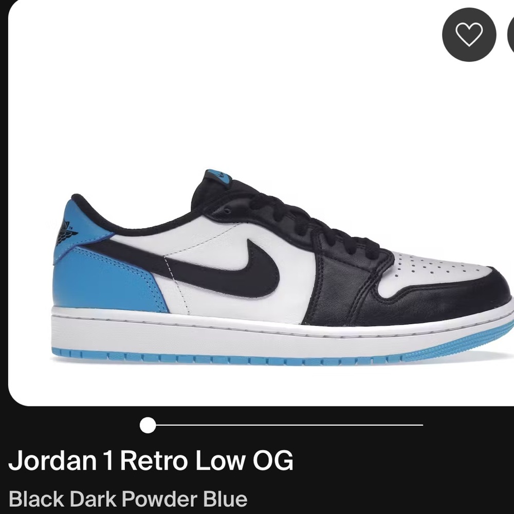 Jordan 1 Retro Low OG in Black Dark Powder Blue